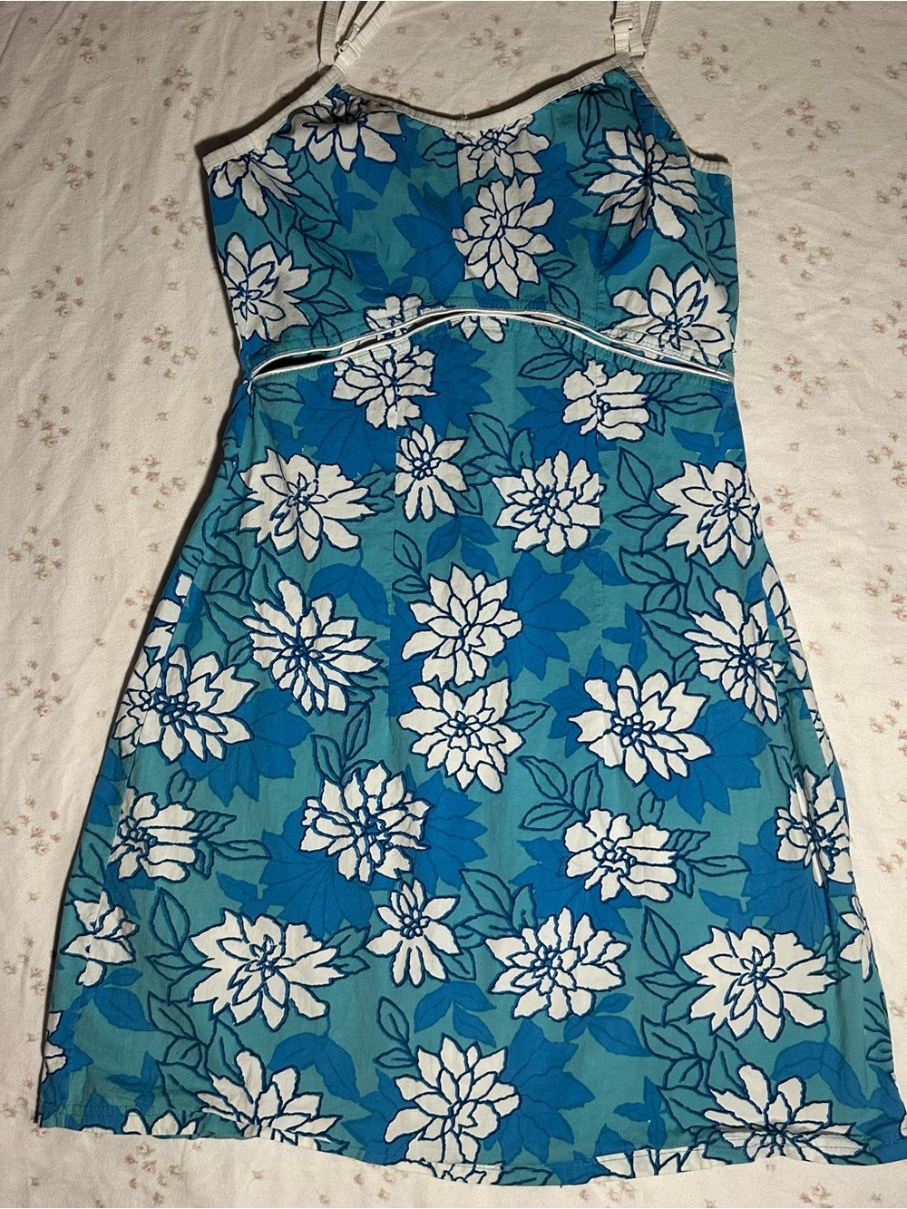 Brash Blue Floral Spaghetti Strap Dress
